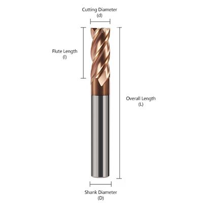 0,6um Korrelgrootte Wolframcarbide Vingerfrees met 1-20mm Snijdiameter en 55-graden Diepe Groef voor CNC-bewerking