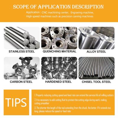 4-fluit wolfraamcarbide eindmolen met 55 graden interne straal en 0,6um korrelgrootte voor D4 tot D16 snijdiameter