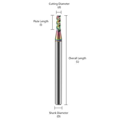 3-fluit wolfraamcarbide eindmolen met 65° U-groef en fijnkorrelige 0,6um voor hoogglanzige CNC-bewerking