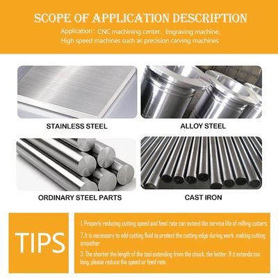 70° Hardheid HRC 4-fluit wolfraamcarbide eindmolen met Alnovz3 coating gespecialiseerd in roestvrij staal CNC freesmachine