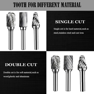 12 Carbide Roterend Burr File Swivel Shape Type B van de rings het Enige Dubbele Besnoeiing