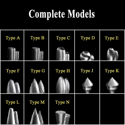 12 Carbide Roterend Burr File Swivel Shape Type B van de rings het Enige Dubbele Besnoeiing