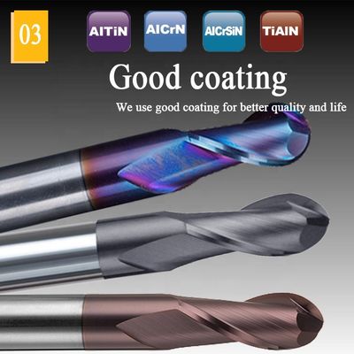 Van het het Carbidealuminium van het wolframstaal het Beëindigenmolen 200mm 6 Hrc 55 Ronde R3 4 Fluit Hrc 45