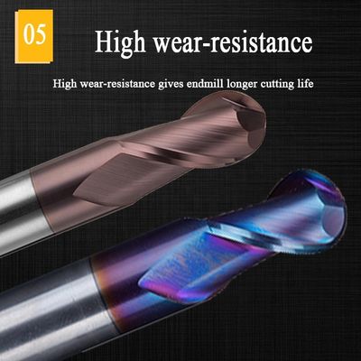 Van het het Carbidealuminium van het wolframstaal het Beëindigenmolen 200mm 6 Hrc 55 Ronde R3 4 Fluit Hrc 45